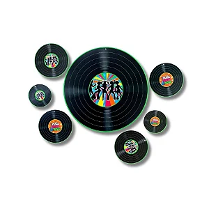 Kit Painel Decorativo Disco de Vinil Neon – 7 Peças