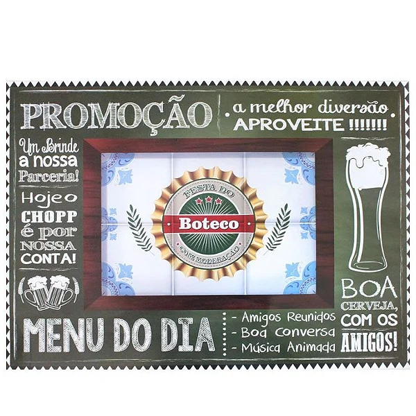 Painel de Parede Menu do Dia Festa Boteco – 68x51cm