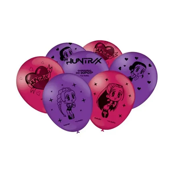 Balão Bexiga Decorado Guerreiras Guerreiras do K-Pop - Tamanho 9 Polegadas (23cm) - 25 Unidades