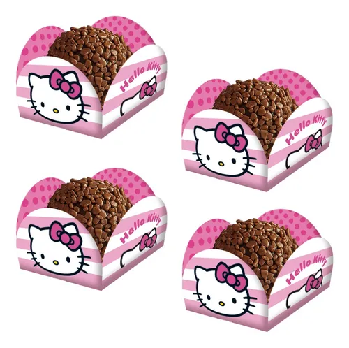 Porta Forminha Para Doces Hello Kitty - 3,5x3,5cm - 40 Unidades