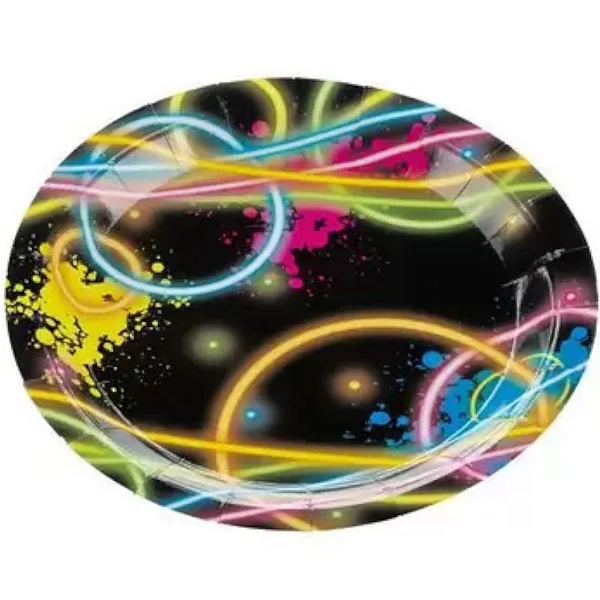 Prato de Papel Neon Colorido 18cm – 10 Unidades