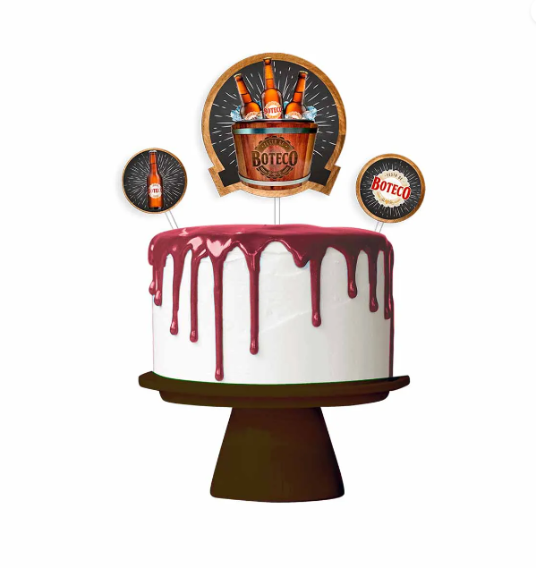 Topo de Bolo Boteco – Kit com 3 Unidades