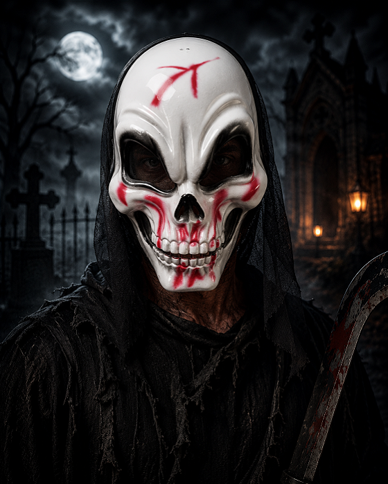 Máscara de Caveira com Capuz – Halloween