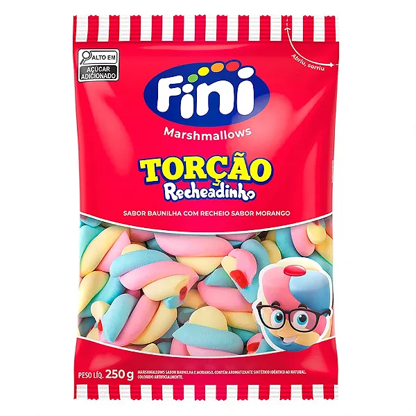 Marshmallow Fini Recheado Torção 250 Gramas
