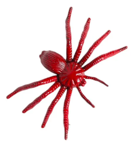 Kit com 8 Aranhas Decorativas Vermelhas para Halloween – 6,5 x 4cm