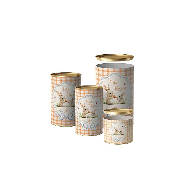 Lata para Doces Rígida “Feliz Páscoa” - Laranja – 17x9cm – 1 Unidade