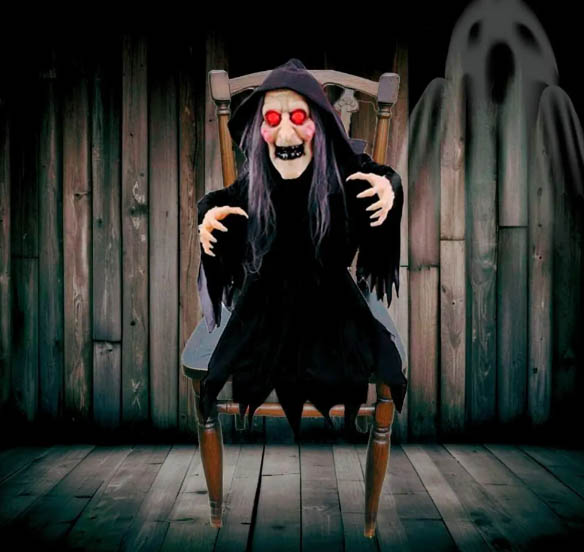 Enfeite Halloween Bruxa Nazira com Som, Luz e Movimento – 1,20m
