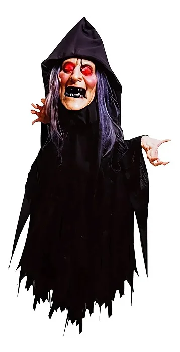 Enfeite Halloween Bruxa Nazira com Som, Luz e Movimento – 1,20m
