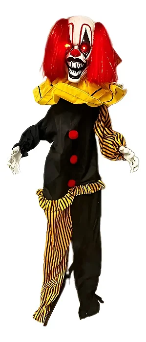 Palhaço Animado em Pé Halloween com Som, Luz e Movimento – 1,65m