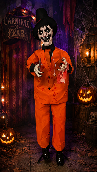 Palhaço Animado Halloween – 1,80m – Som e Movimento