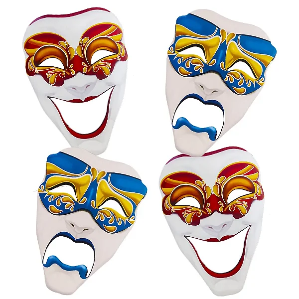 Máscara Teatral Sorriso e Choro – Kit com 4 Unidades