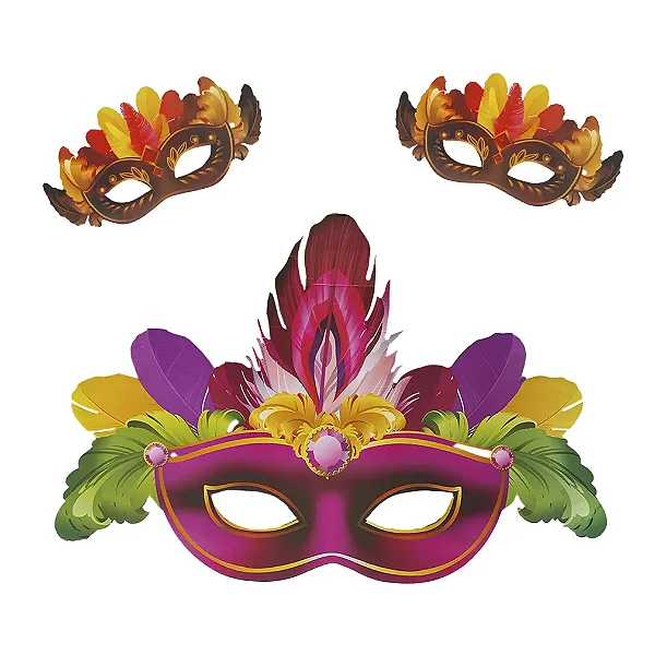 Painel de Festa Carnaval Rosa para Decoração – Kit com 1 Painel Grande e 2 Pequenos