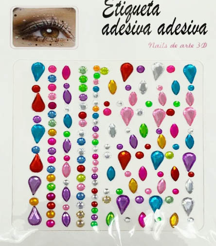 Adesivo Strass 3D Facial Autocolantes – Tamanhos Variados