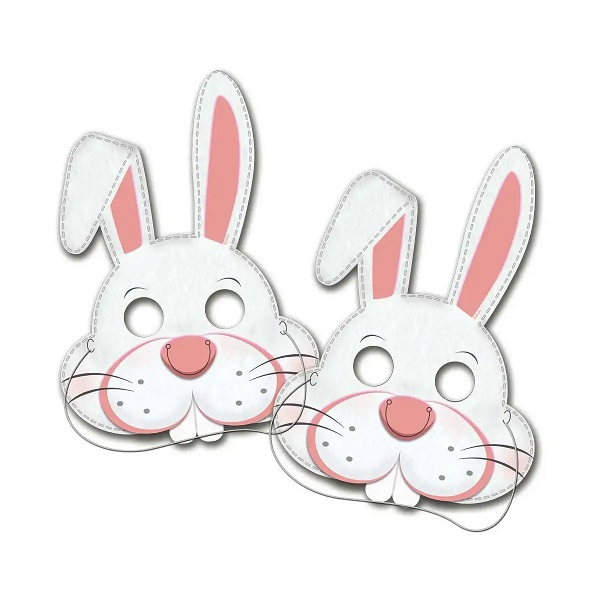 Máscara Coelho da Páscoa de Papel – Kit com 6 Unidades