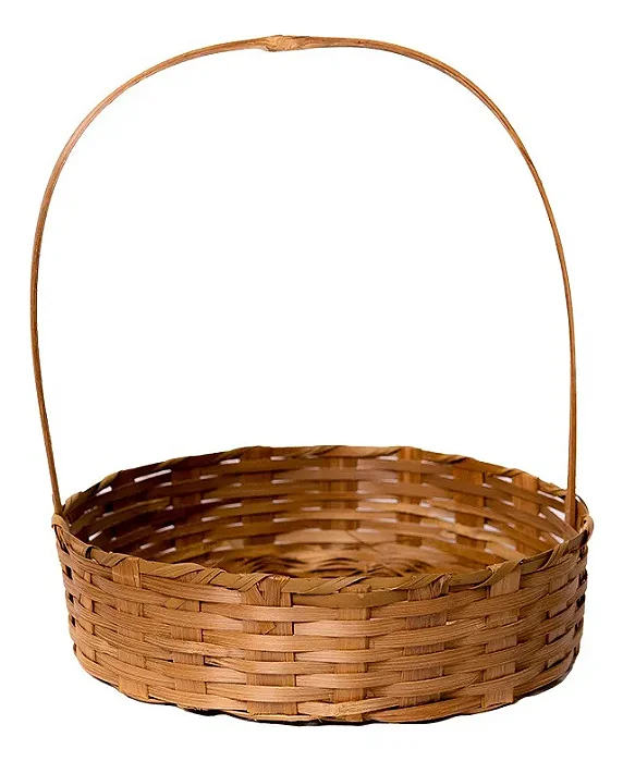 Cesta de Bambu Fraldeira Redonda Trançada – Tamanho 37x30cm