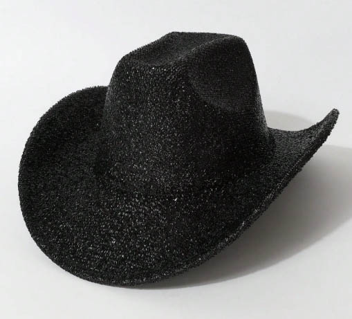 Chapéu Festa Vaqueiro Metálico Brilhante - Preto