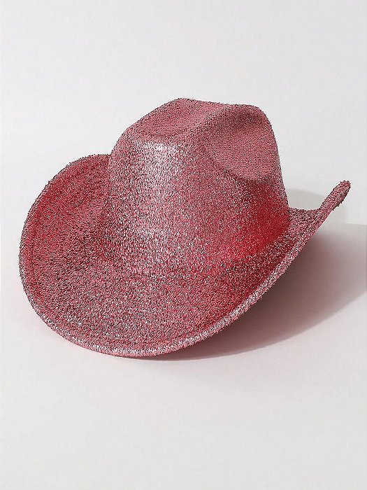 Chapéu Festa Vaqueiro Metálico Brilhante - Rosa