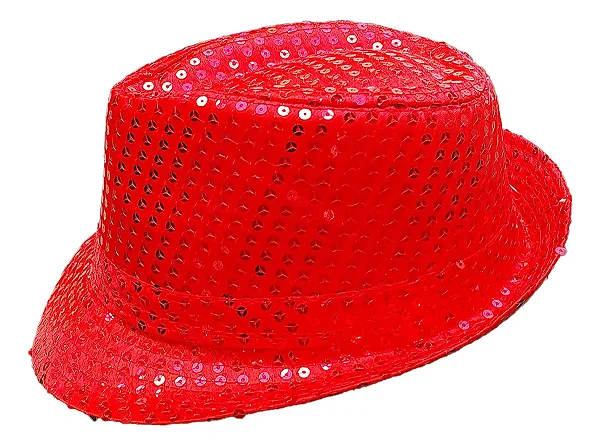 Chapéu Malandrinho Festa com Lantejoula - Vermelho
