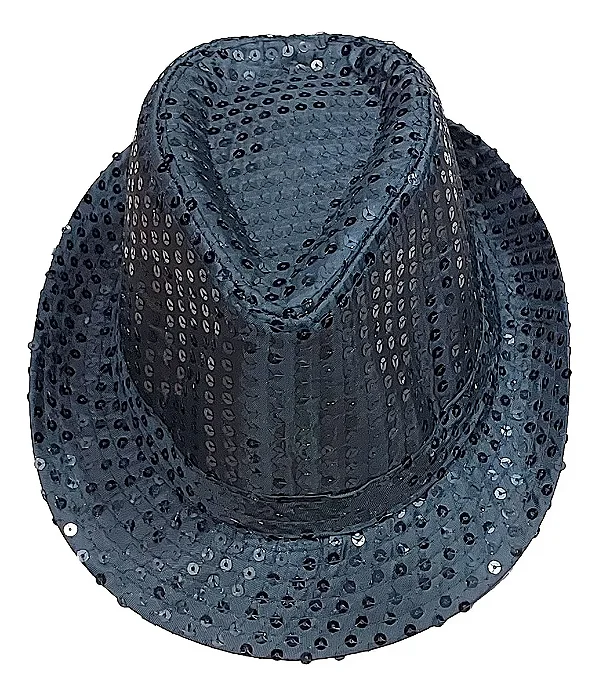 Chapéu Malandrinho Festa com Lantejoula - Preto