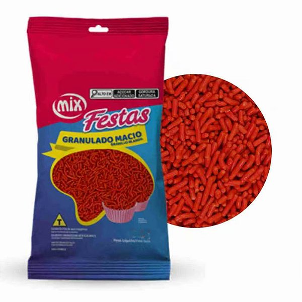 Confeito Granulado Macio Vermelho 120g – Mix