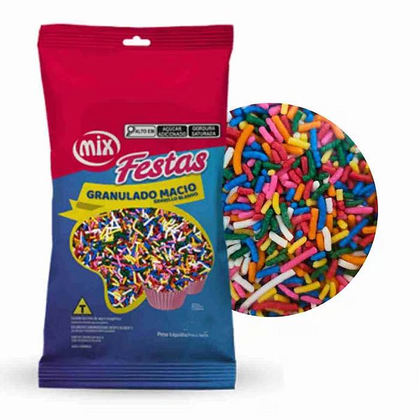 Confeito Granulado Macio Misto Colorido 120g – Mix