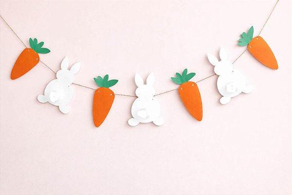 Varal de Papel Coelhos e Cenouras 5 Metros
