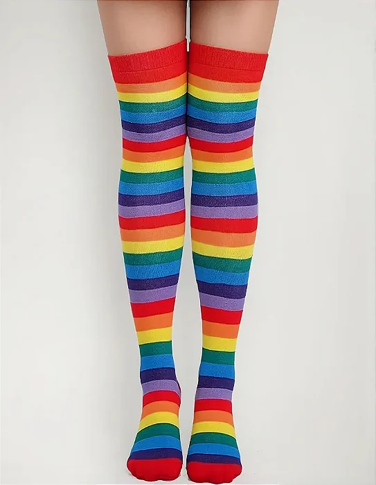 Meia Calça 7/8 Listrada Colorida Arco-Íris – Carnaval