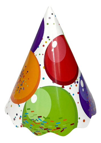 Chapéu de Aniversário Colorido Festa – 8 Unidades