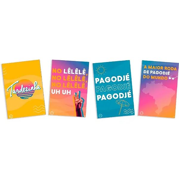 Quadros Decorativos Papel Festa Tardezinha 31x21cm - 4 unidades