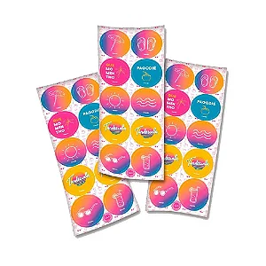 Adesivo Decorativo Redondo Tardezinha - 3 Cartelas Com 10 Adesivos Cada (30 Unidades)