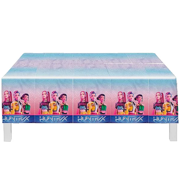 Toalha Plástica de Mesa Principal Festa Guerreiras do k-pop - 1,80 x 1,20 Metros