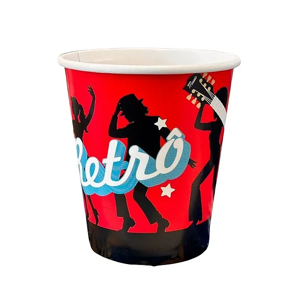 Copo de Papel - Festa Retrô - 200ml - 8 Unidades