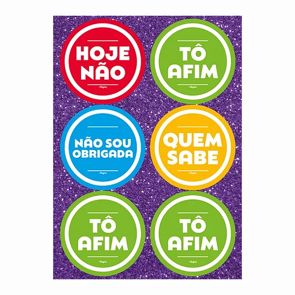 Adesivos Redondos Divertidos – Bloquinho de Carnaval – 8 cm – 6 Unidades