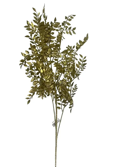 Planta Artificial Galho Folhas Ouro – 90 cm