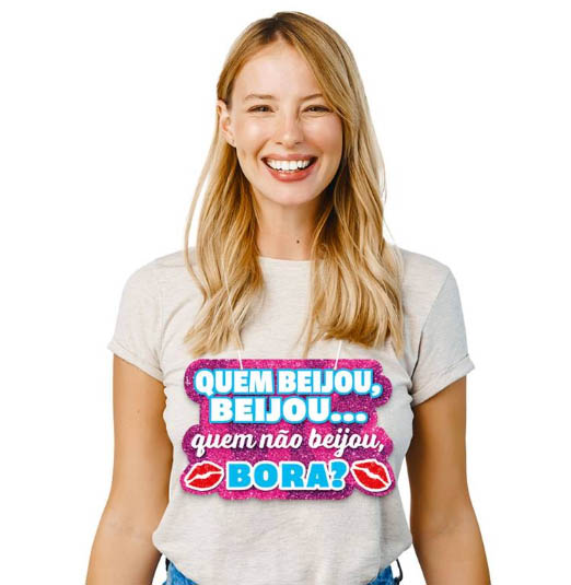 Plaquinha para Vestir “Quem Beijou, Beijou” Carnaval – 29x19cm