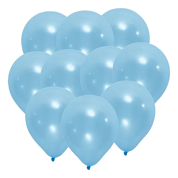 Balão Bexiga Pérola – Cor Azul Claro – 9 Polegadas (23cm) | Pacote com 25 Unidades