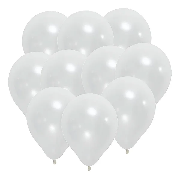 Balão Bexiga Pérola – Cor Branco – 9 Polegadas (23cm) | Pacote com 25 Unidades