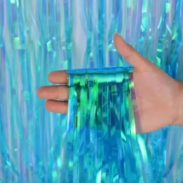 Cortina Decorativa Metalizada Furtacor Azul - 1x2 Metros