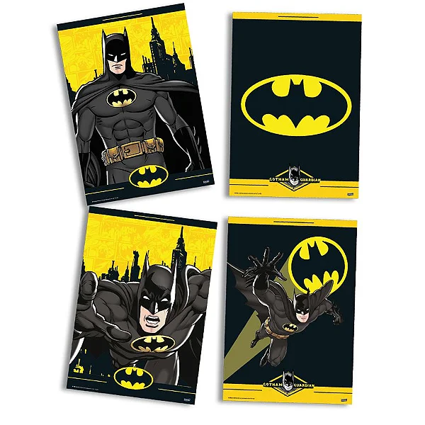 Quadros Decorativos Festa Batman 31x21cm - 4 Unidades