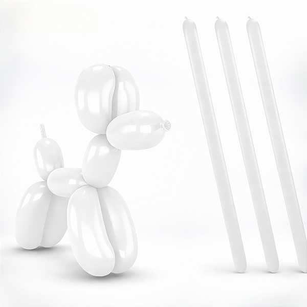 Balão Bexiga Canudo Modelagem Fácil Nº 260 - Branco - 25 Unidades