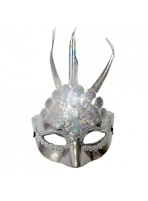 Máscara de Festa Decorada Charme Prata