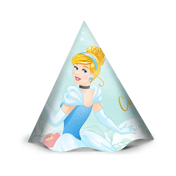 Chapéu de Aniversário Festa Cinderela - 8 Unidades