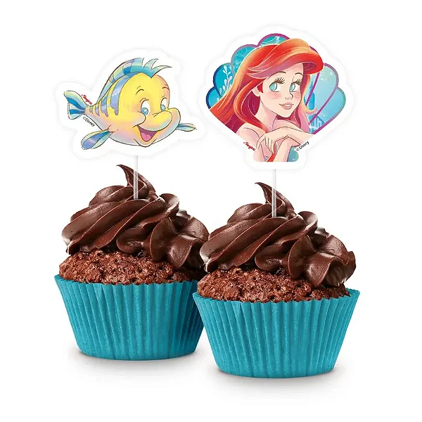 Picks Para Doces Festa Pequena Sereia Ariel 12cm - 8 Unidades