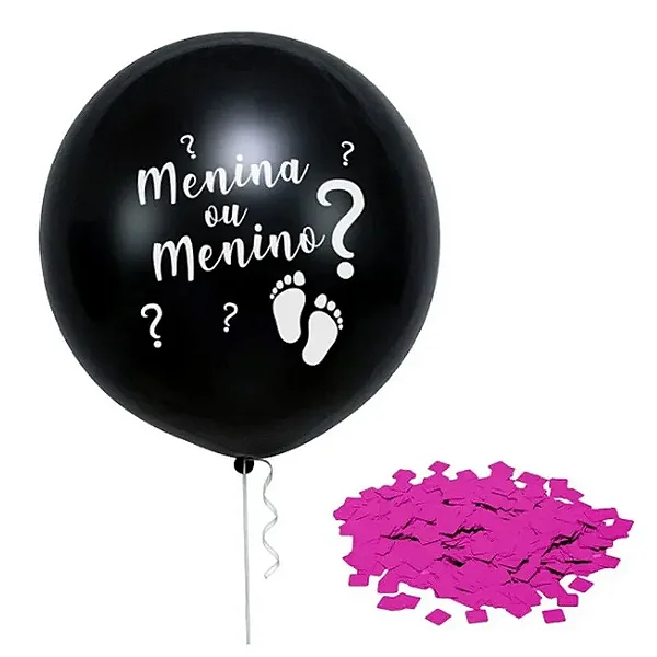 Balão Revelação com Confetes Metalizados (Rosa) 36” – 90cm