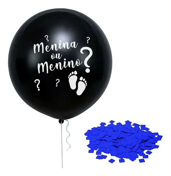 Balão Revelação com Confetes Metalizados (Azul) 36” – 90cm
