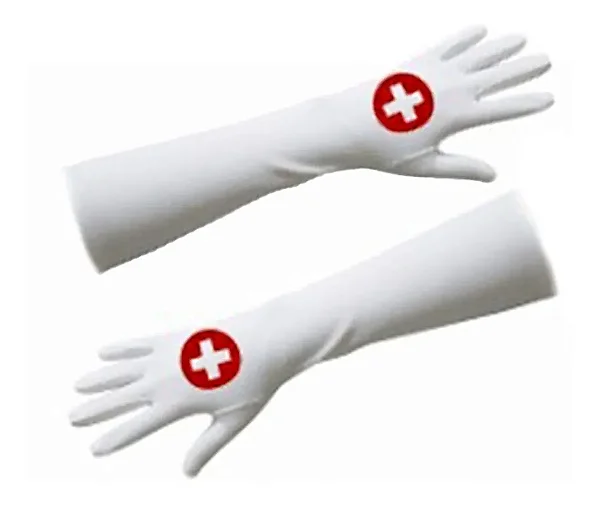Luva Branca Longa para Fantasia de Enfermeira – Carnaval e Cosplay – 45 x 9 cm