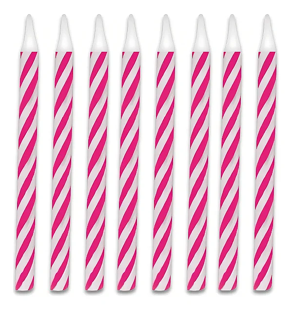 Vela Palito Espiral Rosa 8cm – 24 Unidades