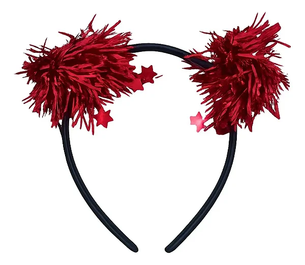 Tiara Pompom Vermelha Fantasia Carnaval