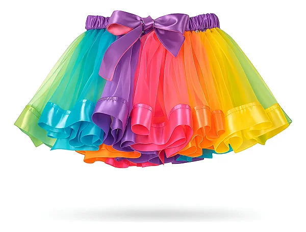 Saia de Tule Infantil Colorida 40cm – Fantasia