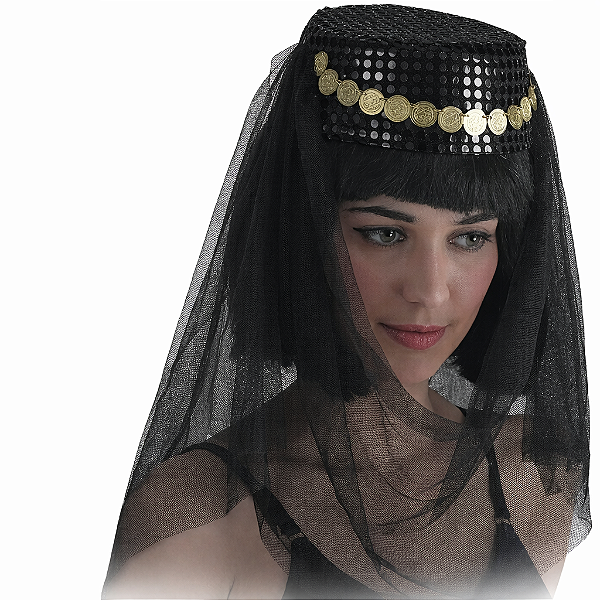 Chapéu de Odalisca Preto com Véu – Dança do Ventre
